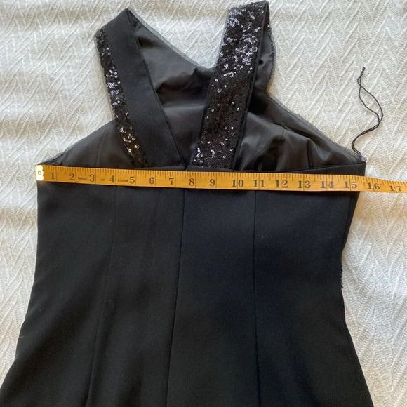 Aidan Mattox Black Maxi Dress Long Halter Sequins Side Slit Elegant Y2K Formal - Picture 14 of 16